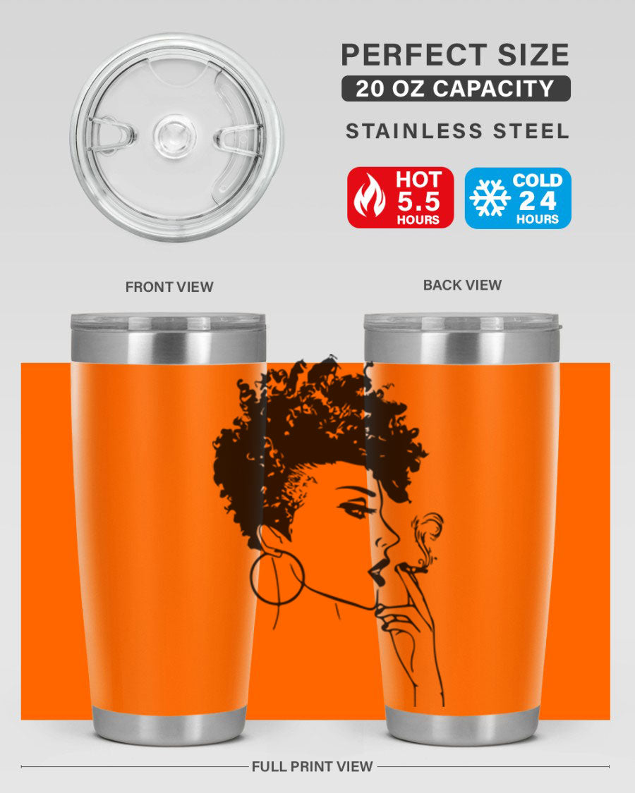 Black Women - Queen 8# Tumbler featuring a stylish design, double wall vacuum stainless steel construction, and vibrant print celebrating black women.