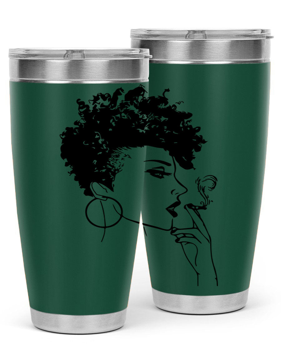 Black Women - Queen 8# Tumbler featuring a stylish design, double wall vacuum stainless steel construction, and vibrant print celebrating black women.