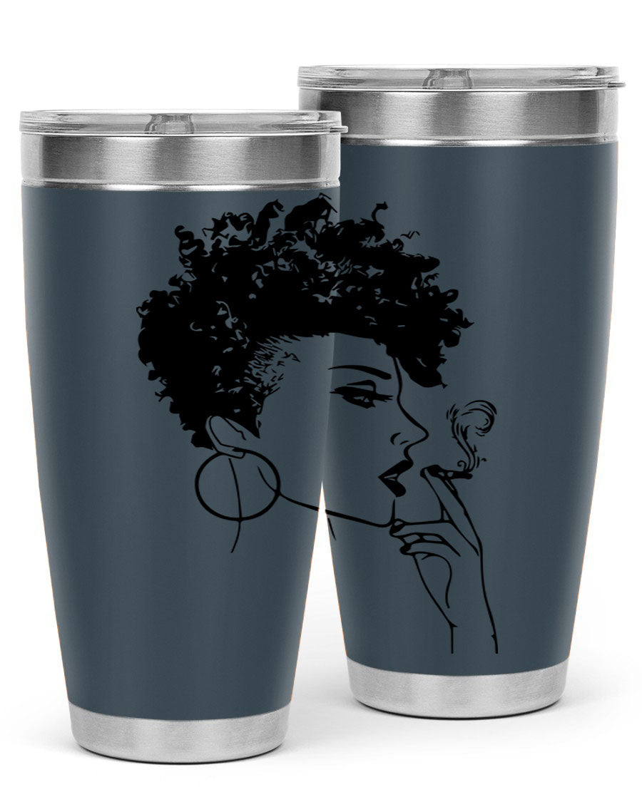 Black Women - Queen 8# Tumbler featuring a stylish design, double wall vacuum stainless steel construction, and vibrant print celebrating black women.