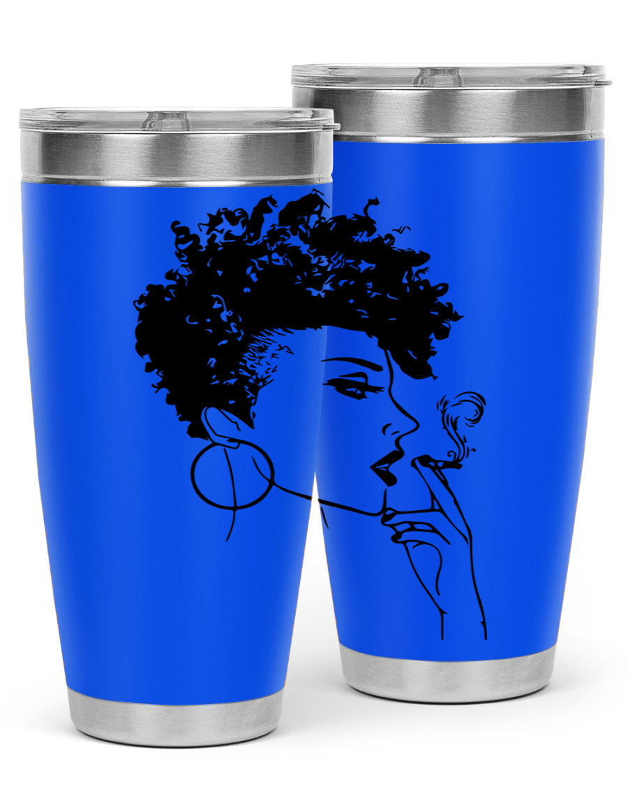 Black Women - Queen 8# Tumbler featuring a stylish design, double wall vacuum stainless steel construction, and vibrant print celebrating black women.