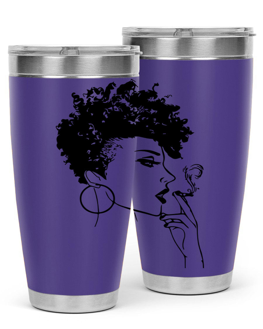 Black Women - Queen 8# Tumbler featuring a stylish design, double wall vacuum stainless steel construction, and vibrant print celebrating black women.
