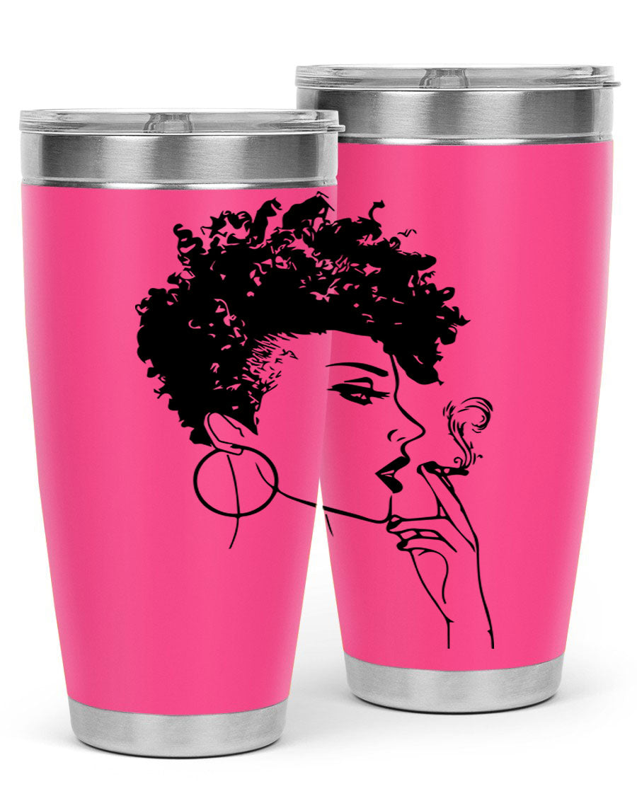 Black Women - Queen 8# Tumbler featuring a stylish design, double wall vacuum stainless steel construction, and vibrant print celebrating black women.