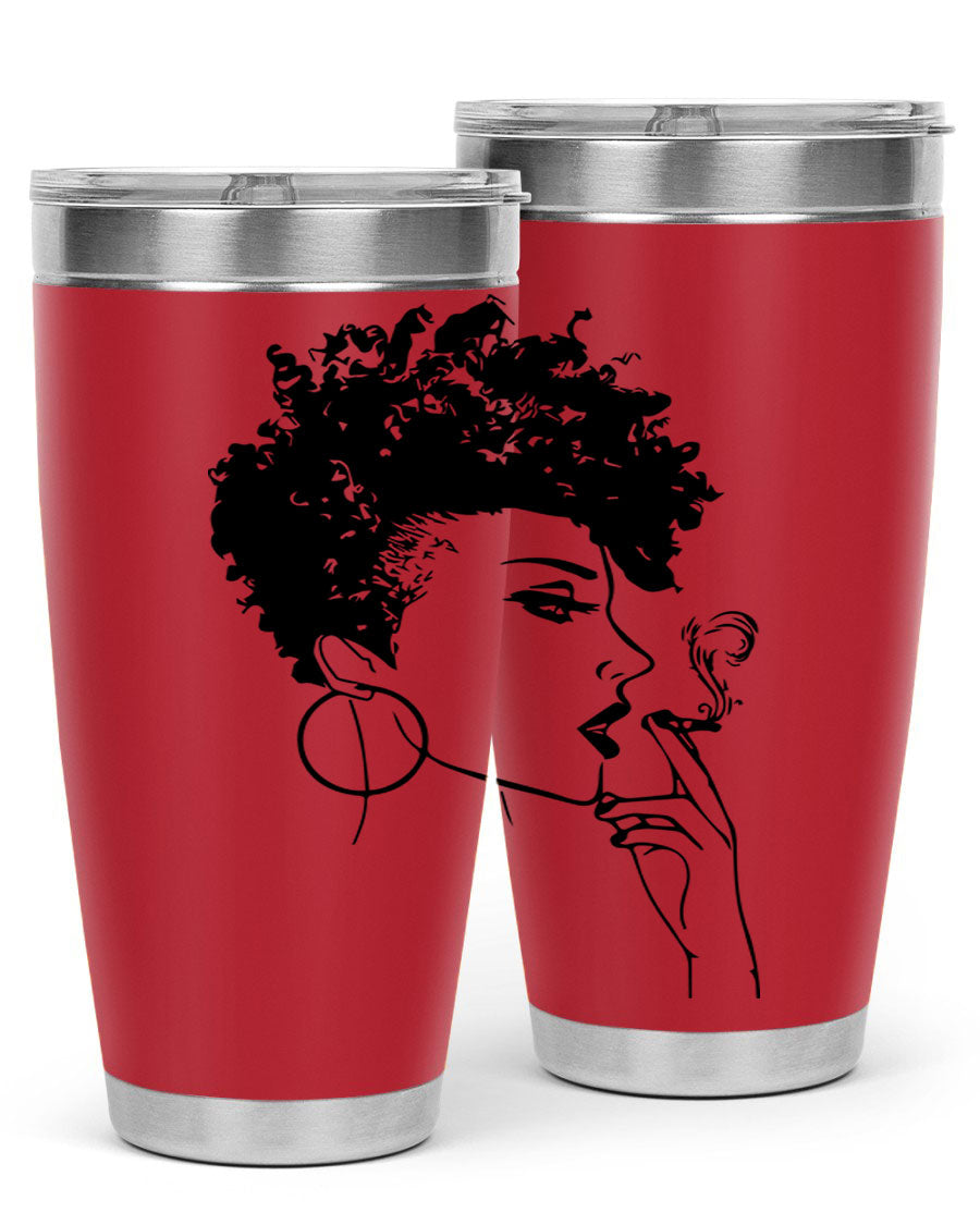 Black Women - Queen 8# Tumbler featuring a stylish design, double wall vacuum stainless steel construction, and vibrant print celebrating black women.