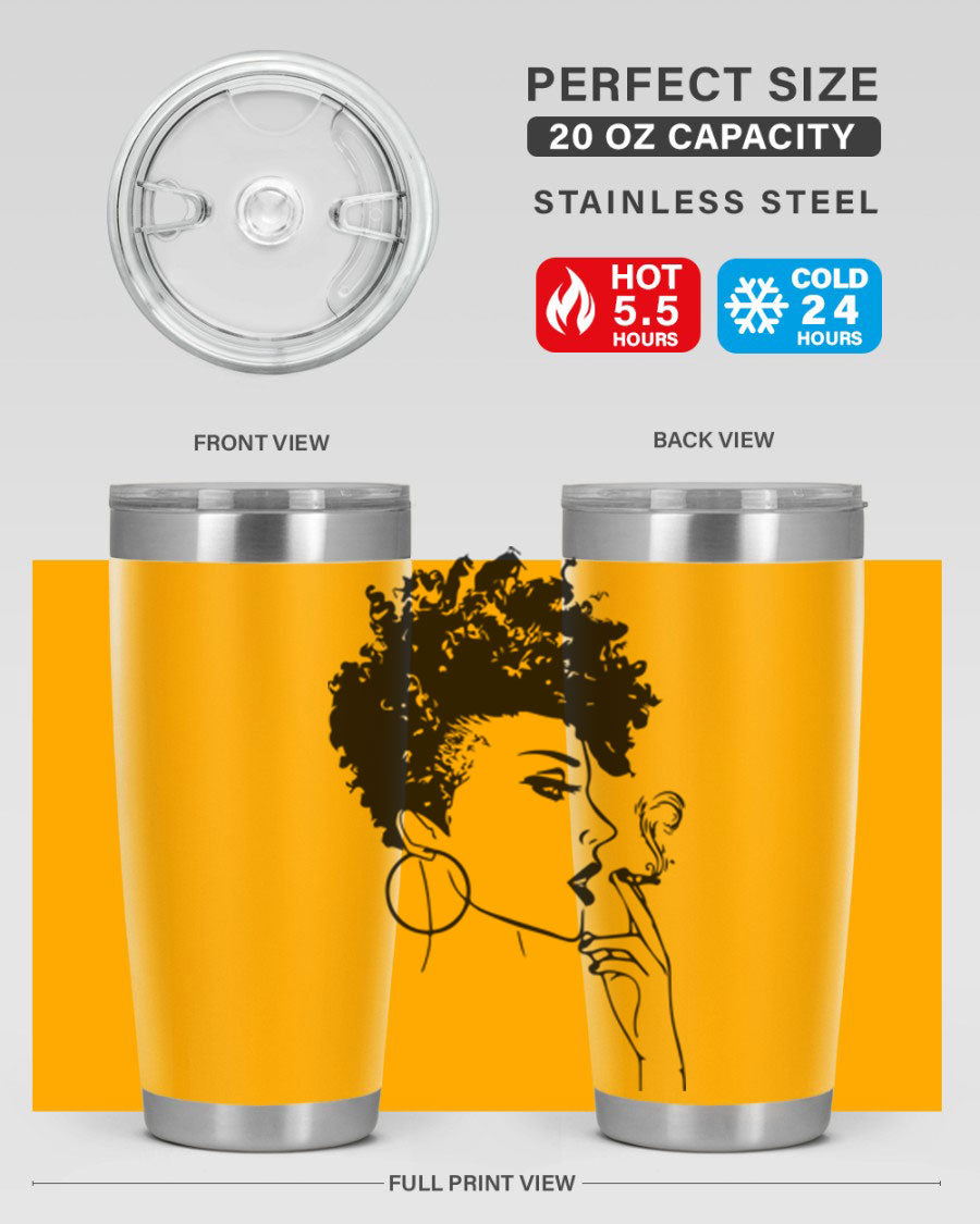 Black Women - Queen 8# Tumbler featuring a stylish design, double wall vacuum stainless steel construction, and vibrant print celebrating black women.