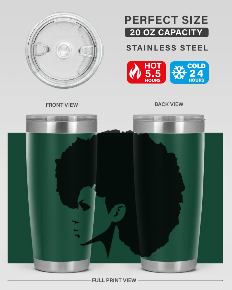 Black Women - Queen 80# Tumbler in 20oz and 30oz sizes, showcasing a sleek stainless steel design with a vibrant print.