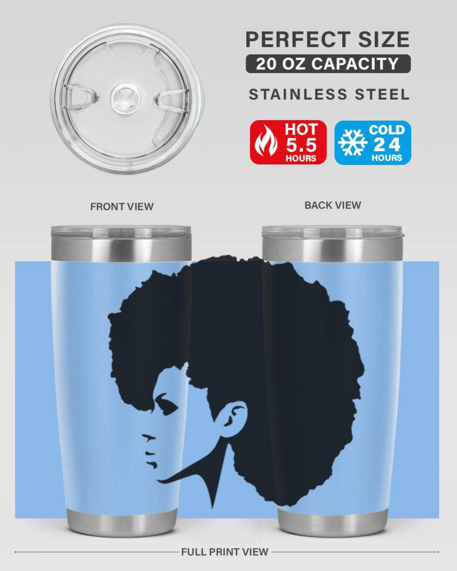 Black Women - Queen 80# Tumbler in 20oz and 30oz sizes, showcasing a sleek stainless steel design with a vibrant print.