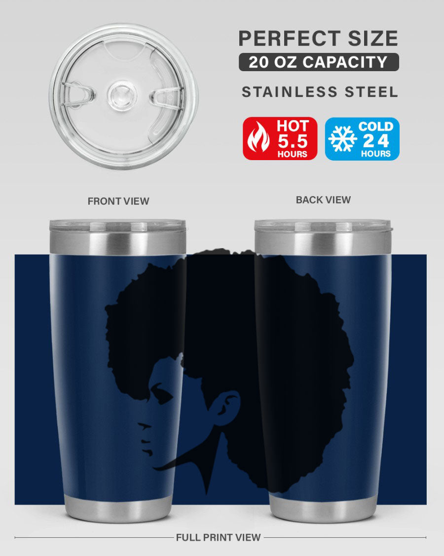 Black Women - Queen 80# Tumbler in 20oz and 30oz sizes, showcasing a sleek stainless steel design with a vibrant print.