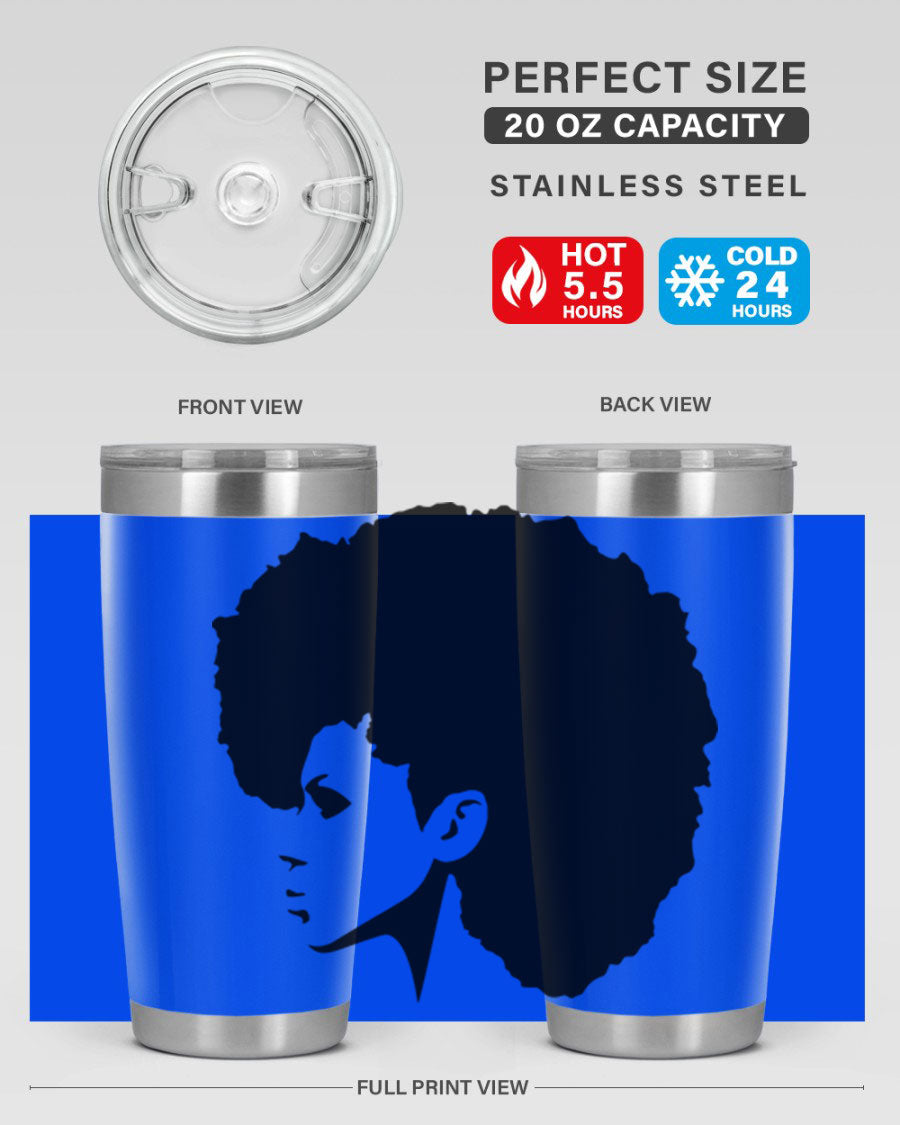 Black Women - Queen 80# Tumbler in 20oz and 30oz sizes, showcasing a sleek stainless steel design with a vibrant print.