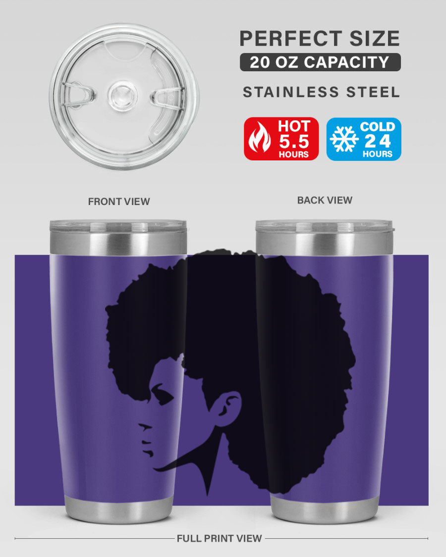 Black Women - Queen 80# Tumbler in 20oz and 30oz sizes, showcasing a sleek stainless steel design with a vibrant print.
