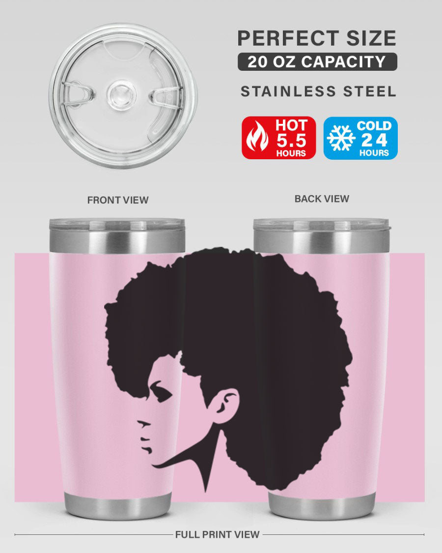 Black Women - Queen 80# Tumbler in 20oz and 30oz sizes, showcasing a sleek stainless steel design with a vibrant print.