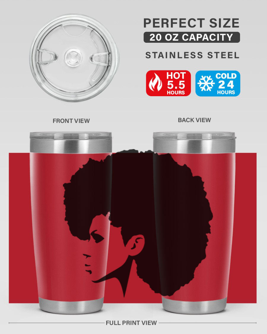 Black Women - Queen 80# Tumbler in 20oz and 30oz sizes, showcasing a sleek stainless steel design with a vibrant print.