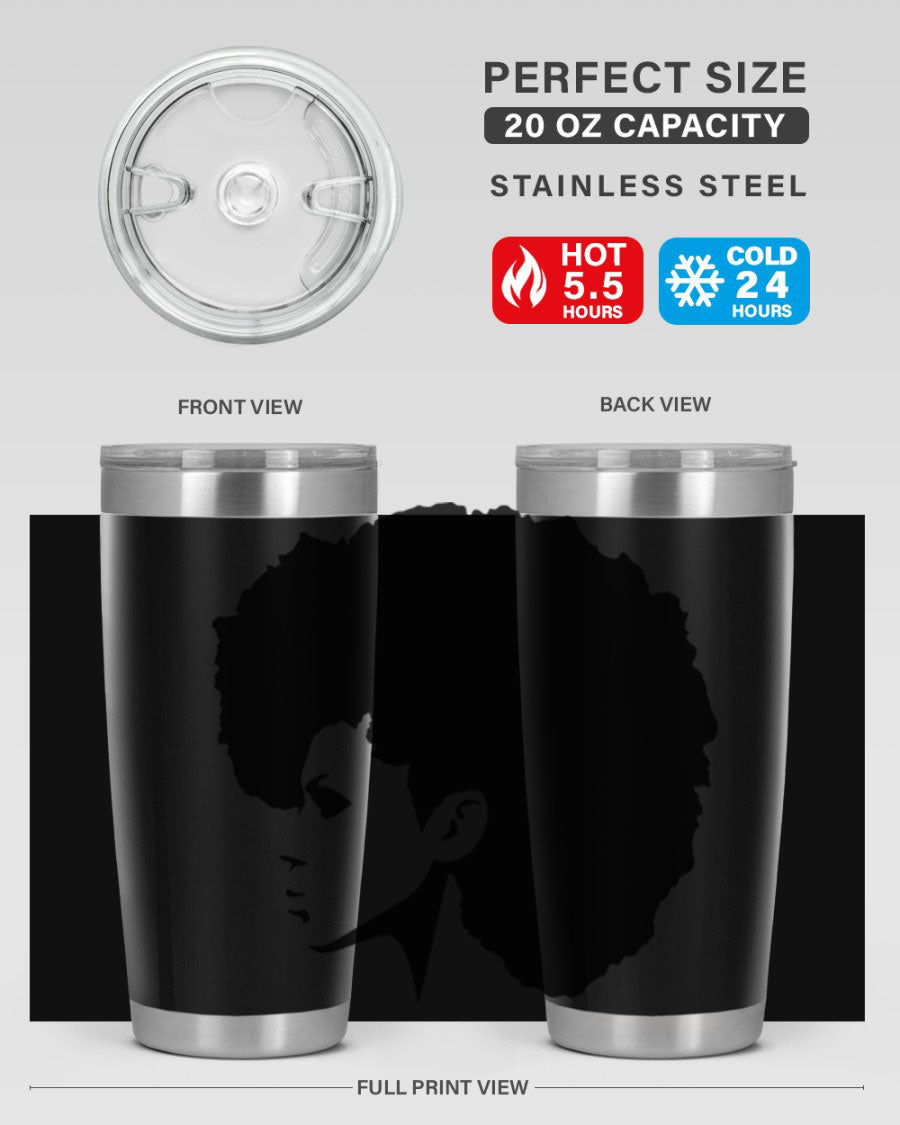 Black Women - Queen 80# Tumbler in 20oz and 30oz sizes, showcasing a sleek stainless steel design with a vibrant print.