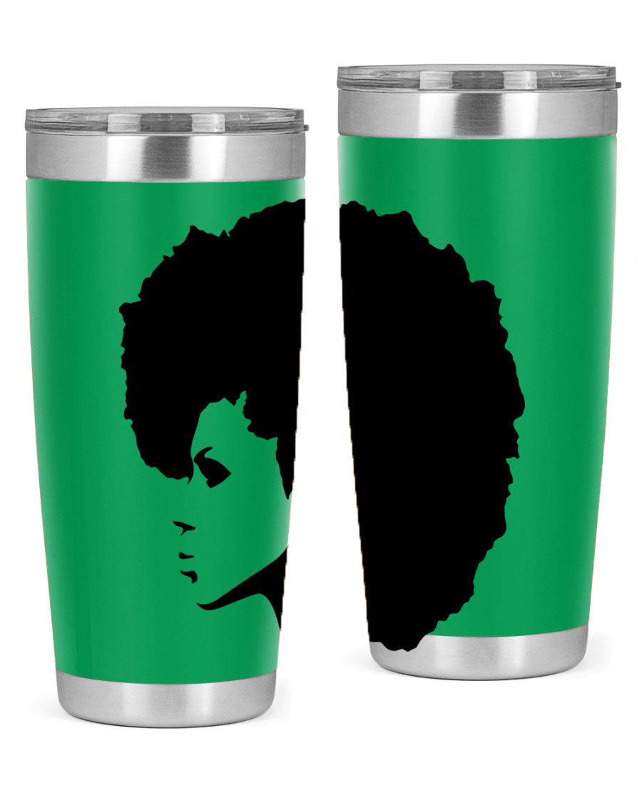 Black Women - Queen 80# Tumbler in 20oz and 30oz sizes, showcasing a sleek stainless steel design with a vibrant print.