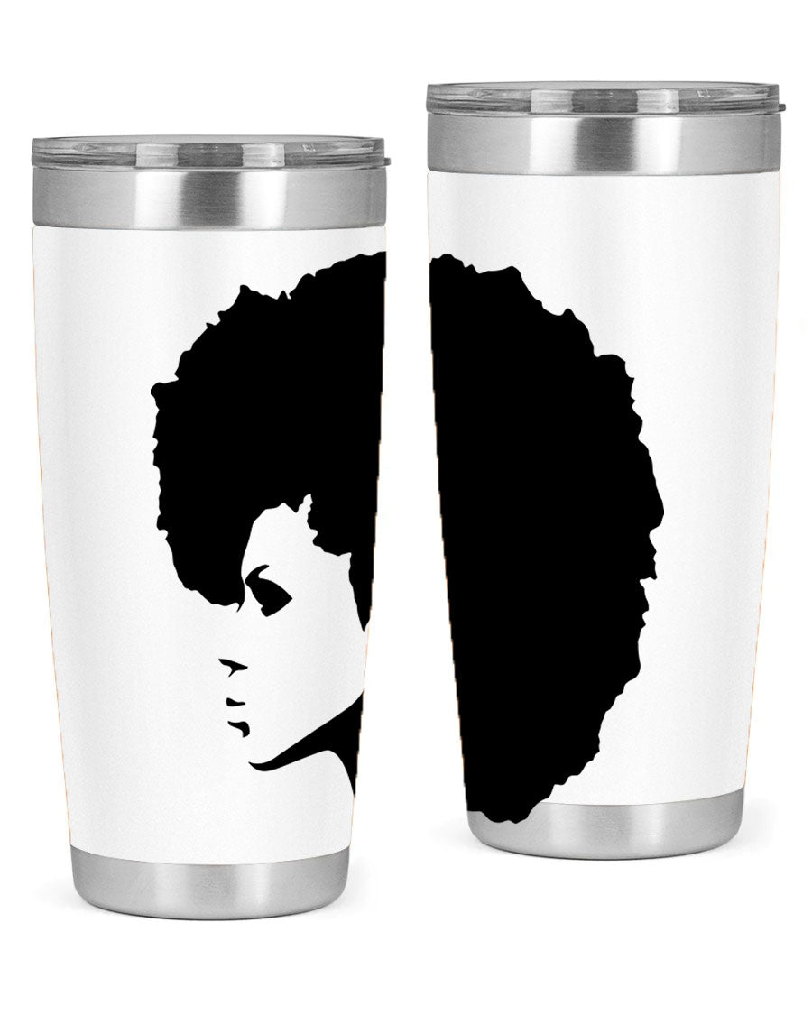 Black Women - Queen 80# Tumbler in 20oz and 30oz sizes, showcasing a sleek stainless steel design with a vibrant print.