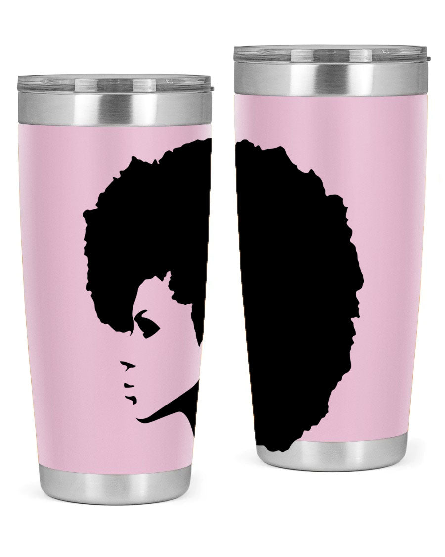 Black Women - Queen 80# Tumbler in 20oz and 30oz sizes, showcasing a sleek stainless steel design with a vibrant print.