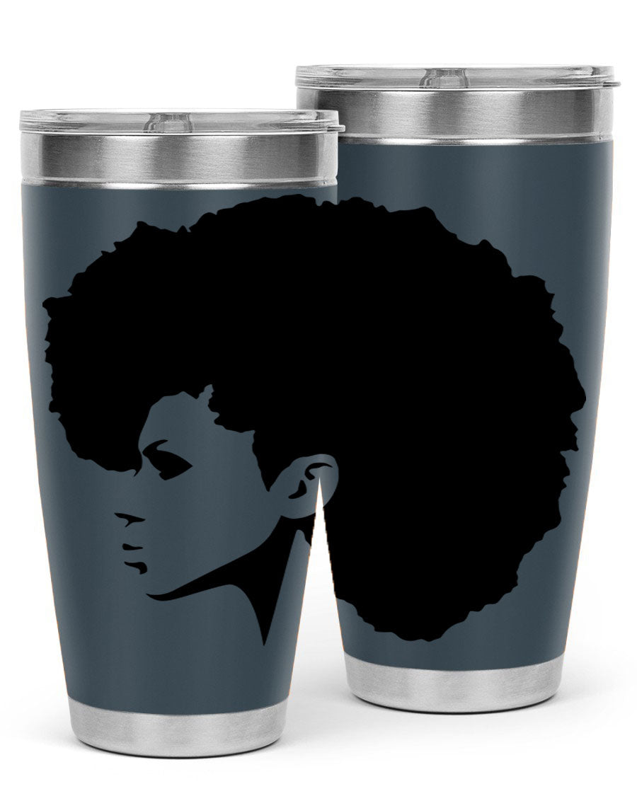 Black Women - Queen 80# Tumbler in 20oz and 30oz sizes, showcasing a sleek stainless steel design with a vibrant print.