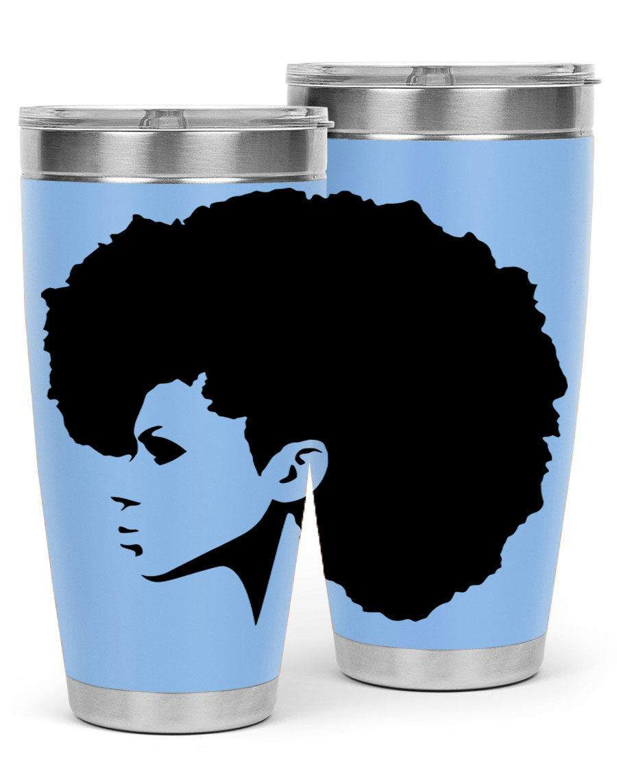 Black Women - Queen 80# Tumbler in 20oz and 30oz sizes, showcasing a sleek stainless steel design with a vibrant print.