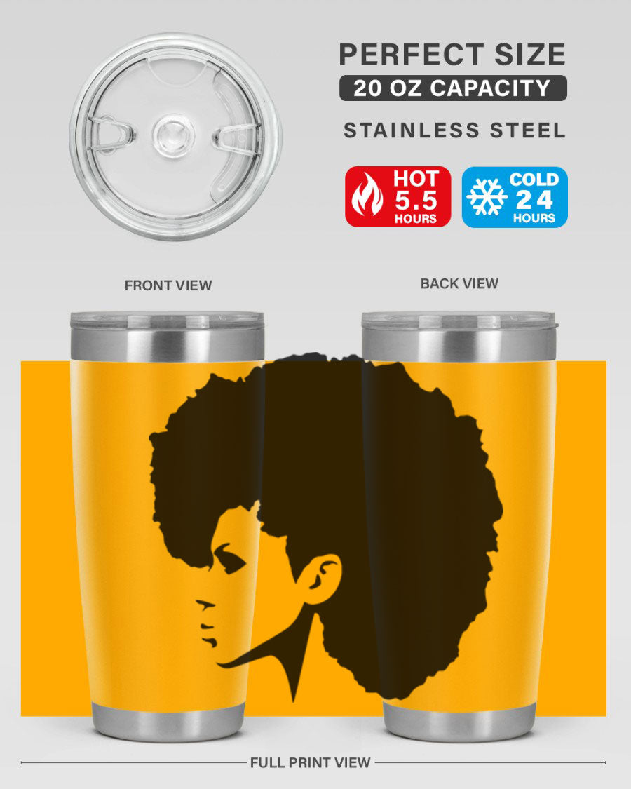 Black Women - Queen 80# Tumbler in 20oz and 30oz sizes, showcasing a sleek stainless steel design with a vibrant print.
