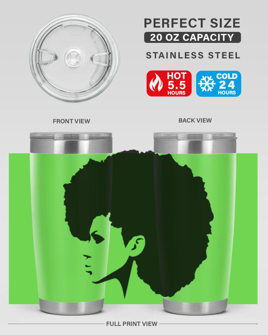 Black Women - Queen 80# Tumbler in 20oz and 30oz sizes, showcasing a sleek stainless steel design with a vibrant print.