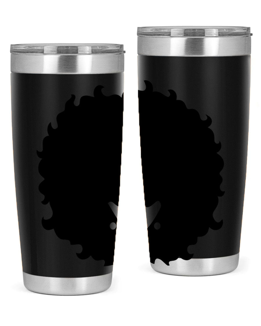Black Women - Queen 82# Tumbler showcasing its sleek design and vibrant print, perfect for hot and cold beverages.