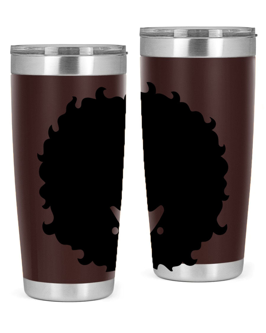 Black Women - Queen 82# Tumbler showcasing its sleek design and vibrant print, perfect for hot and cold beverages.