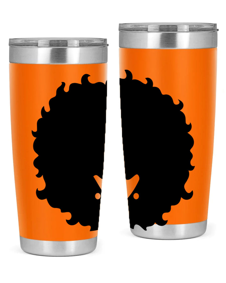 Black Women - Queen 82# Tumbler showcasing its sleek design and vibrant print, perfect for hot and cold beverages.