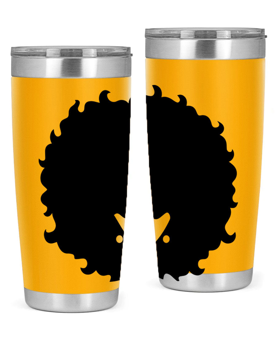 Black Women - Queen 82# Tumbler showcasing its sleek design and vibrant print, perfect for hot and cold beverages.