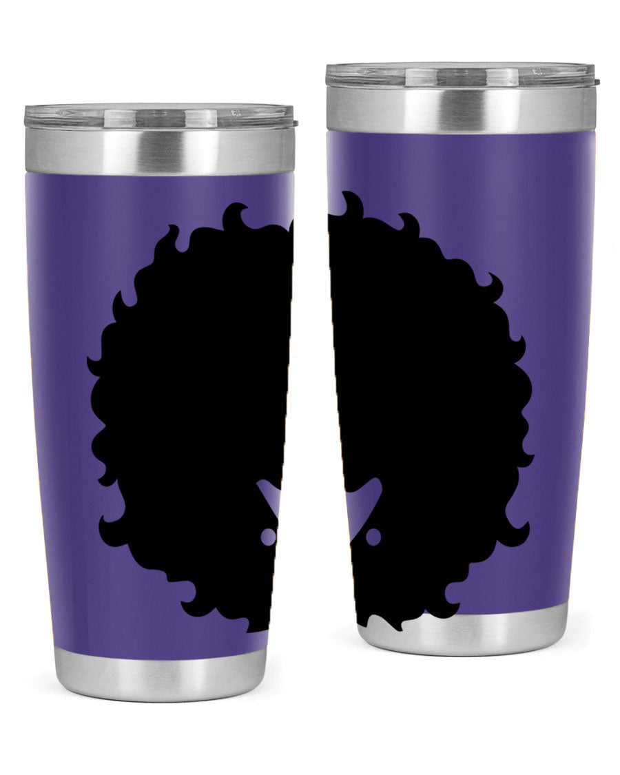 Black Women - Queen 82# Tumbler showcasing its sleek design and vibrant print, perfect for hot and cold beverages.