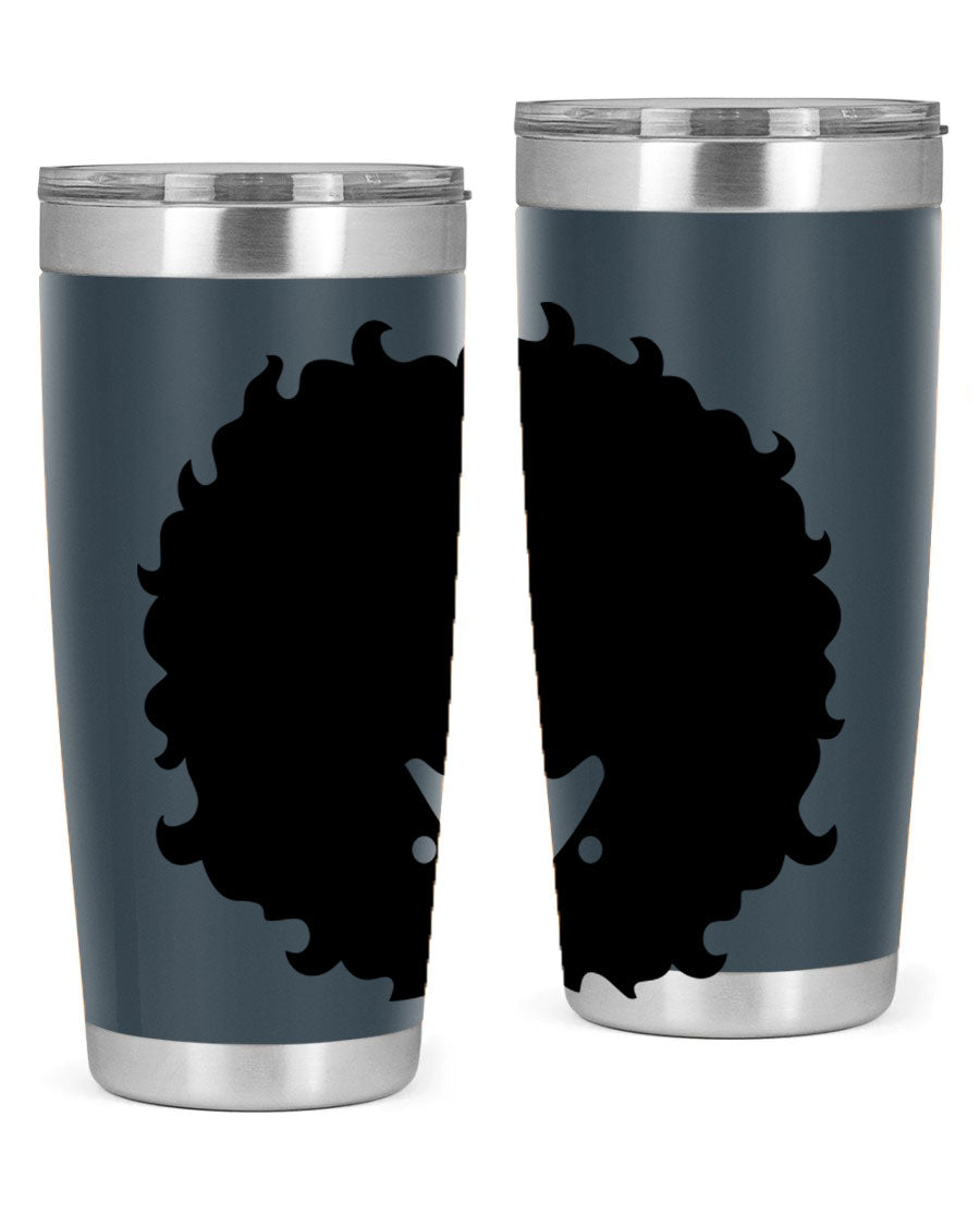 Black Women - Queen 82# Tumbler showcasing its sleek design and vibrant print, perfect for hot and cold beverages.