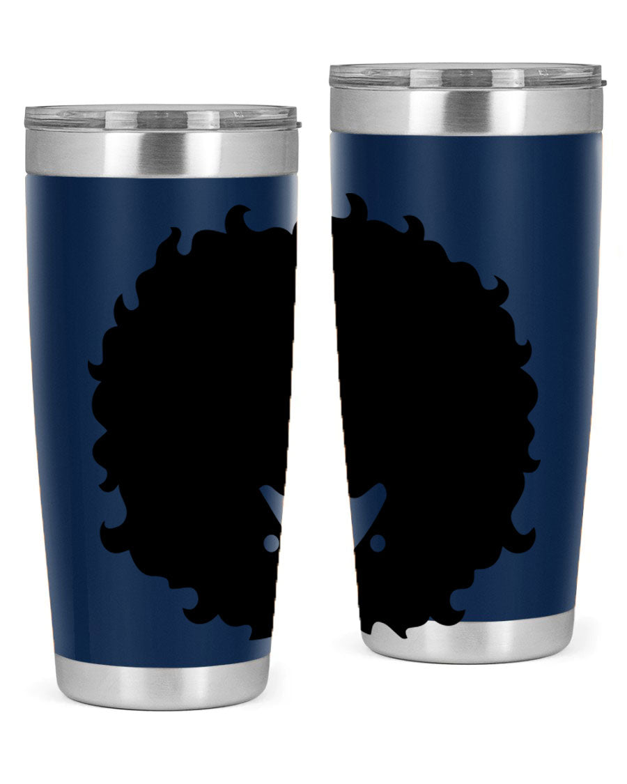 Black Women - Queen 82# Tumbler showcasing its sleek design and vibrant print, perfect for hot and cold beverages.