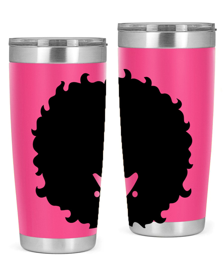 Black Women - Queen 82# Tumbler showcasing its sleek design and vibrant print, perfect for hot and cold beverages.