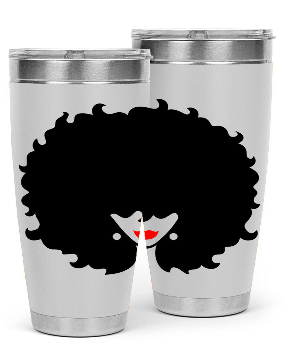Black Women - Queen 82# Tumbler showcasing its sleek design and vibrant print, perfect for hot and cold beverages.