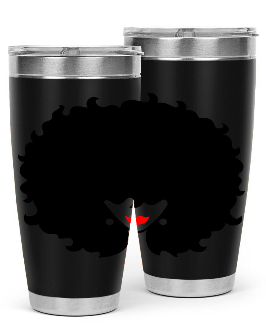 Black Women - Queen 82# Tumbler showcasing its sleek design and vibrant print, perfect for hot and cold beverages.