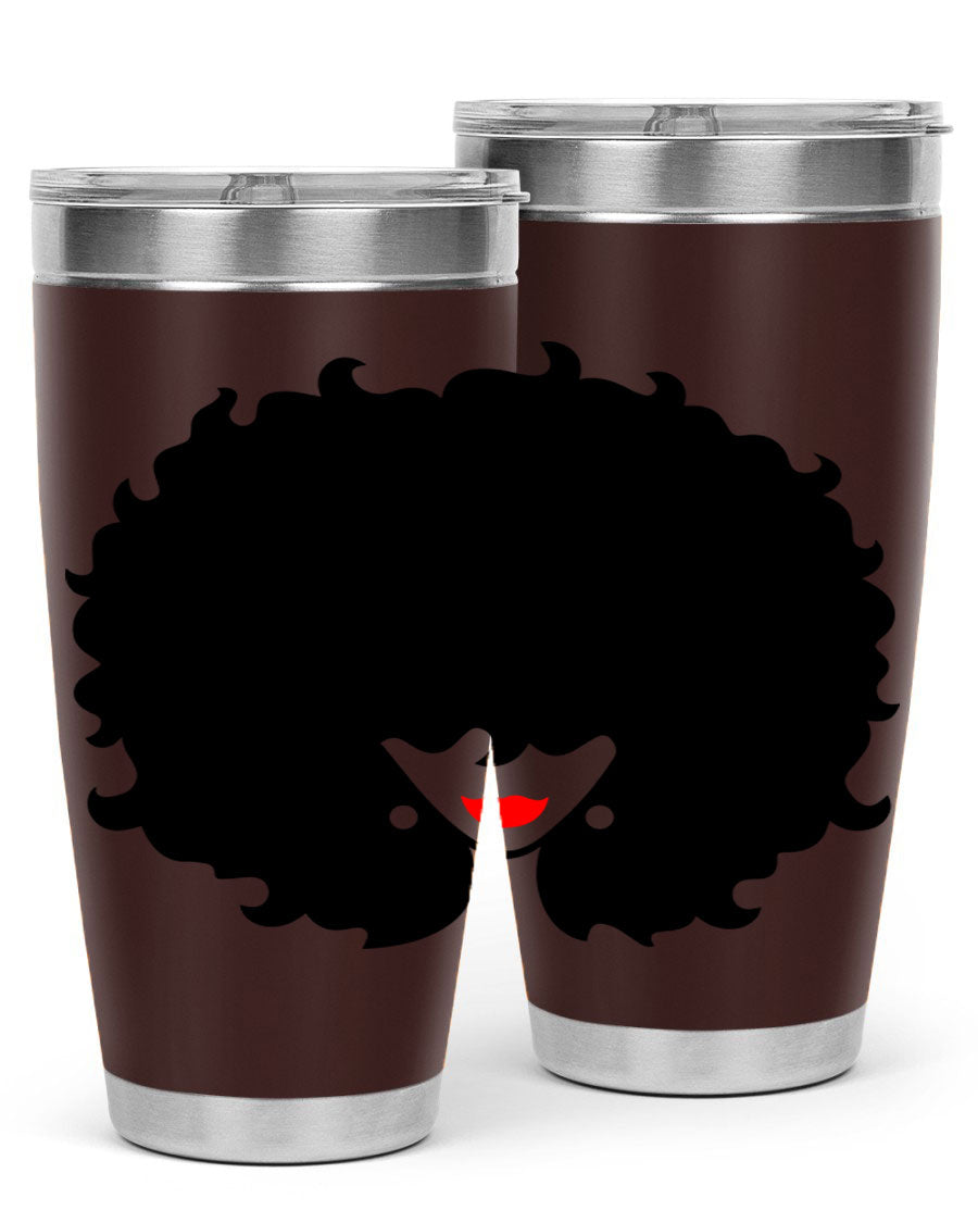 Black Women - Queen 82# Tumbler showcasing its sleek design and vibrant print, perfect for hot and cold beverages.