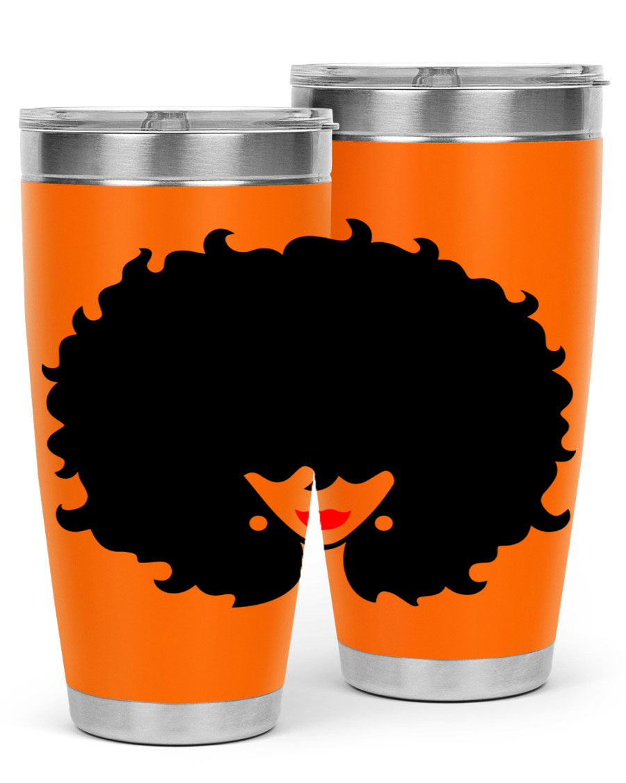 Black Women - Queen 82# Tumbler showcasing its sleek design and vibrant print, perfect for hot and cold beverages.