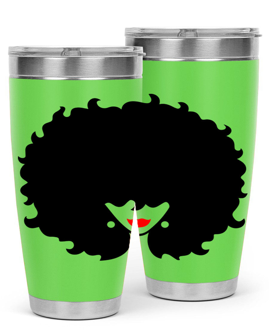 Black Women - Queen 82# Tumbler showcasing its sleek design and vibrant print, perfect for hot and cold beverages.