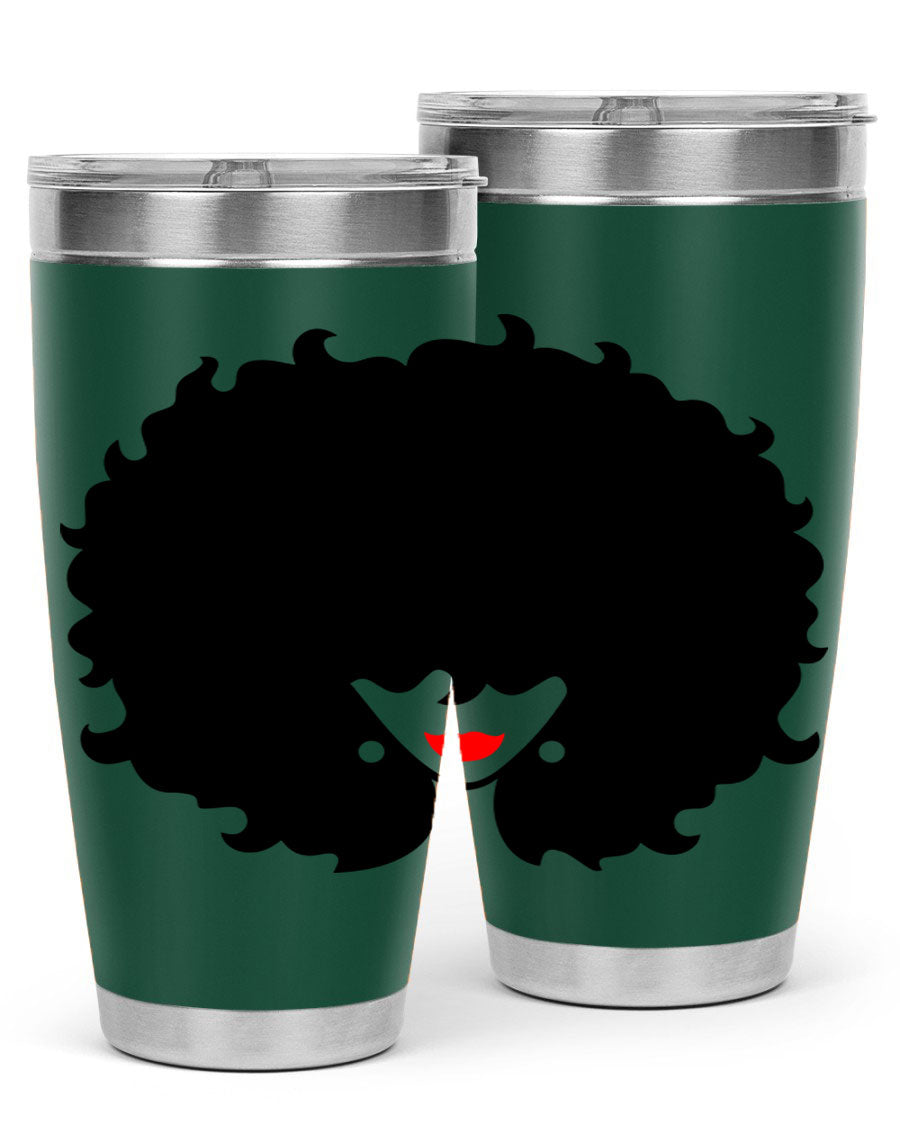 Black Women - Queen 82# Tumbler showcasing its sleek design and vibrant print, perfect for hot and cold beverages.
