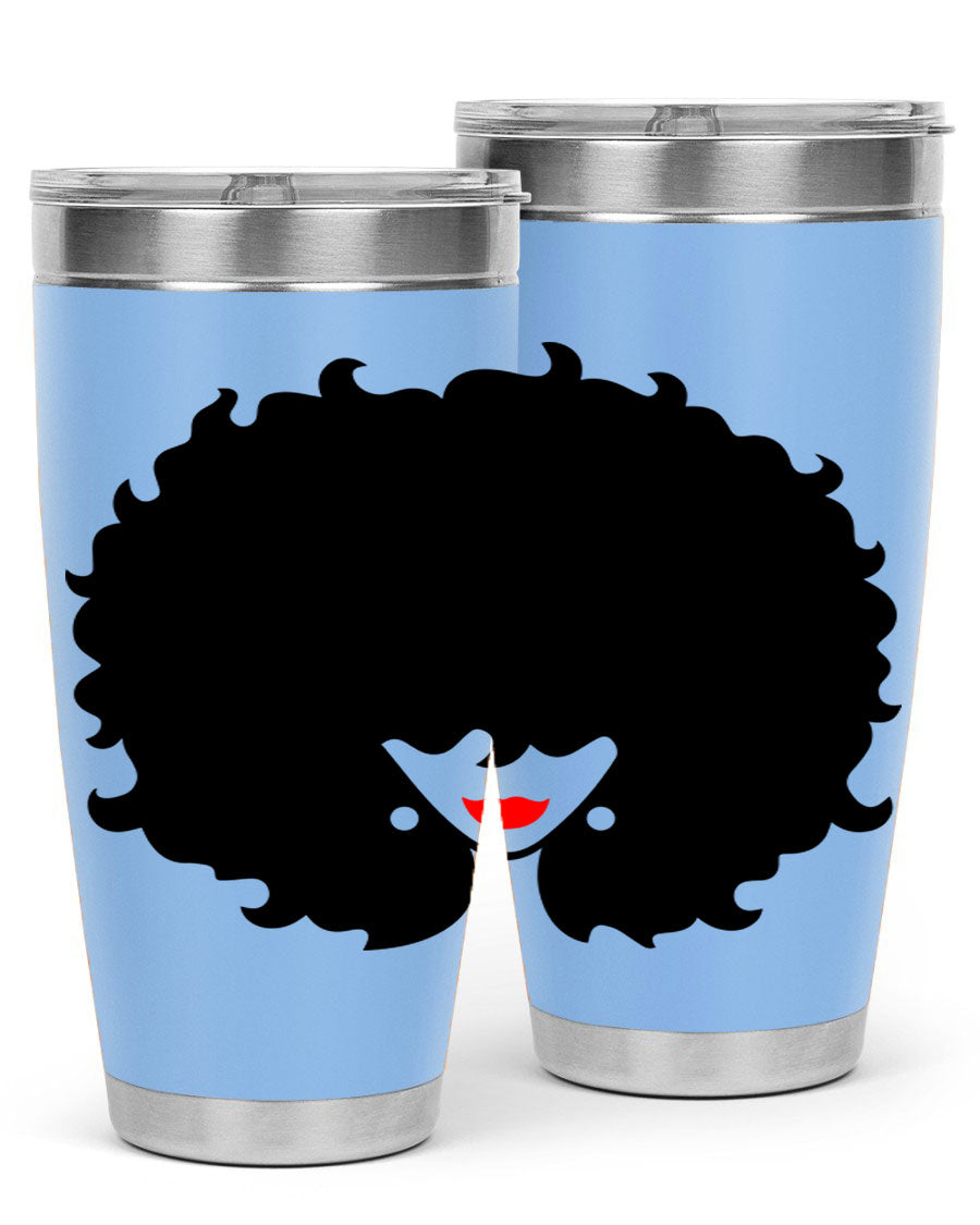 Black Women - Queen 82# Tumbler showcasing its sleek design and vibrant print, perfect for hot and cold beverages.