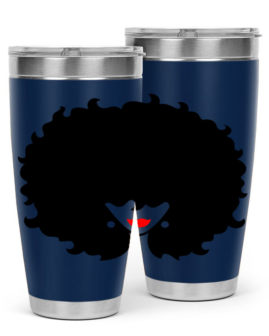 Black Women - Queen 82# Tumbler showcasing its sleek design and vibrant print, perfect for hot and cold beverages.