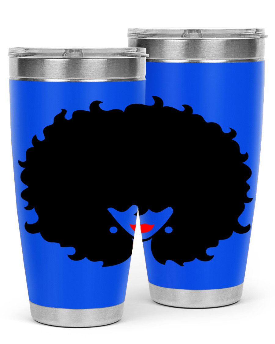 Black Women - Queen 82# Tumbler showcasing its sleek design and vibrant print, perfect for hot and cold beverages.