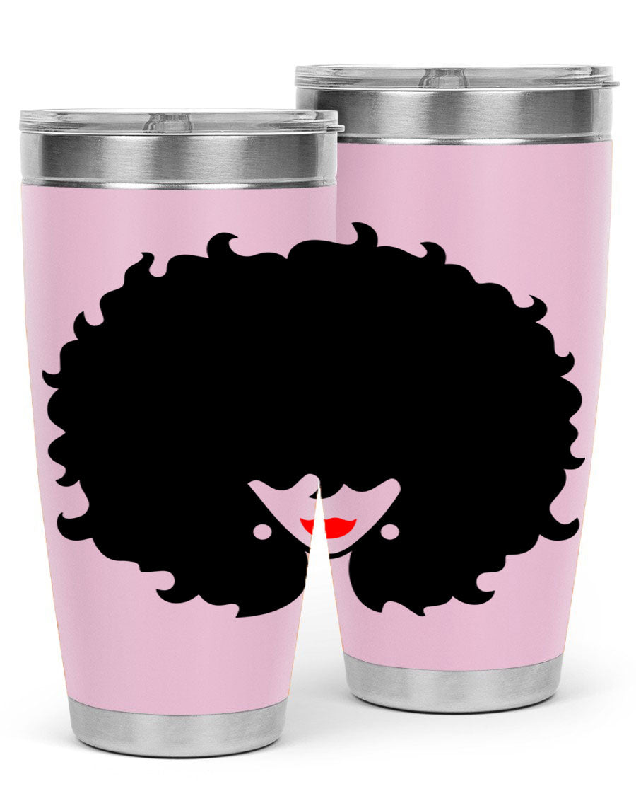 Black Women - Queen 82# Tumbler showcasing its sleek design and vibrant print, perfect for hot and cold beverages.