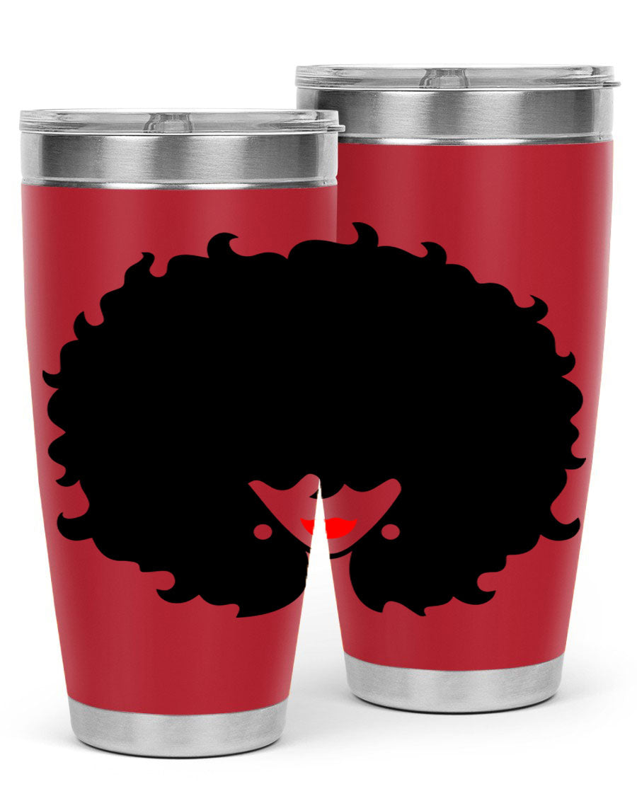 Black Women - Queen 82# Tumbler showcasing its sleek design and vibrant print, perfect for hot and cold beverages.