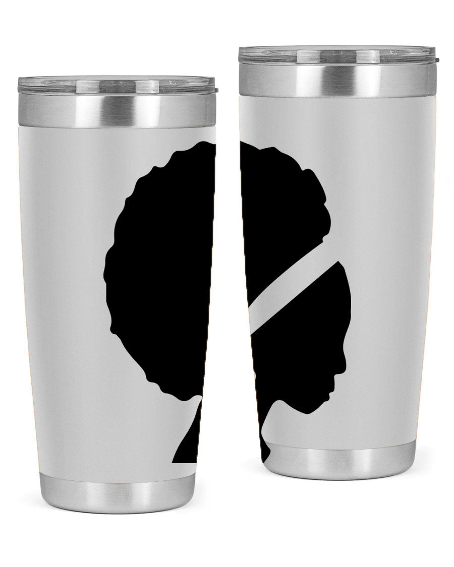 Black Women - Queen 85# Tumbler in 20oz and 30oz sizes, showcasing double wall vacuum stainless steel design with vibrant print.