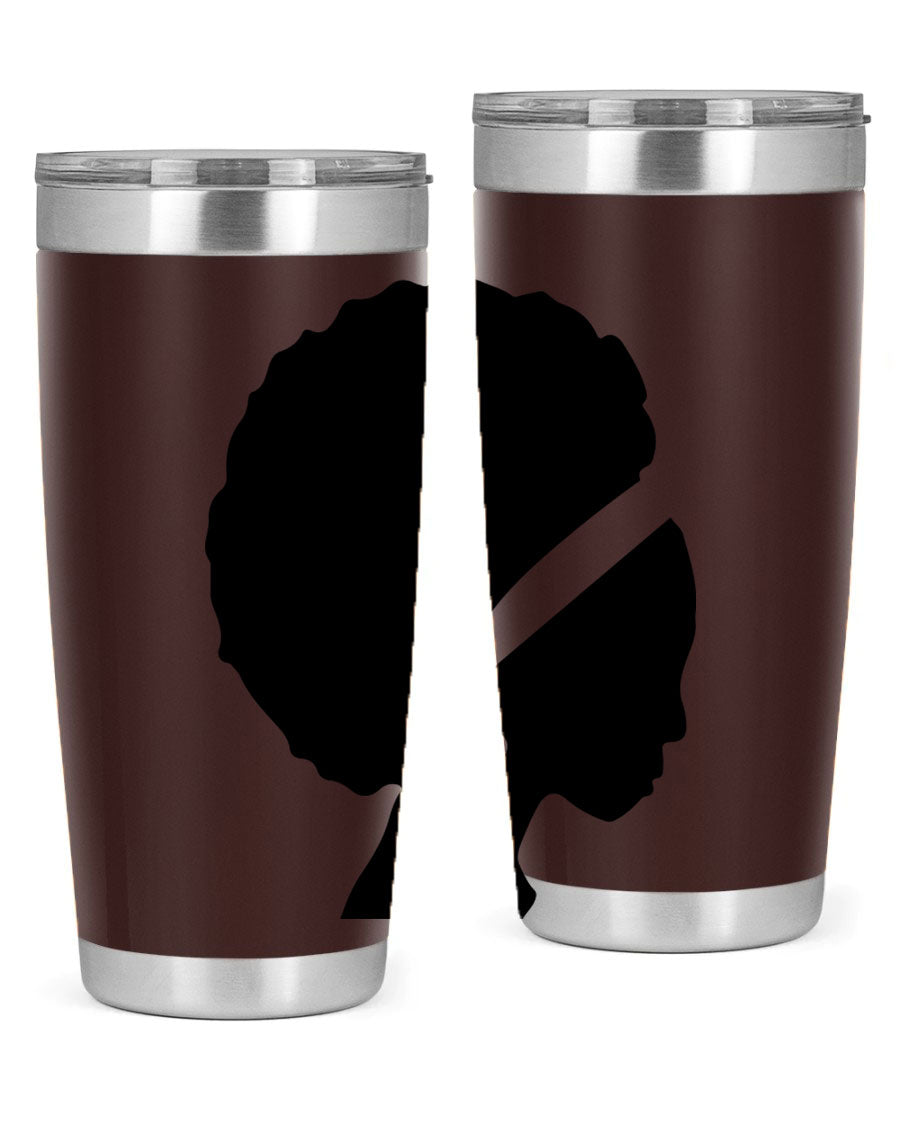 Black Women - Queen 85# Tumbler in 20oz and 30oz sizes, showcasing double wall vacuum stainless steel design with vibrant print.