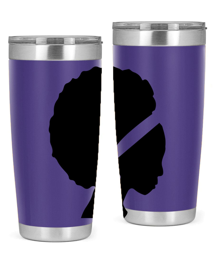 Black Women - Queen 85# Tumbler in 20oz and 30oz sizes, showcasing double wall vacuum stainless steel design with vibrant print.