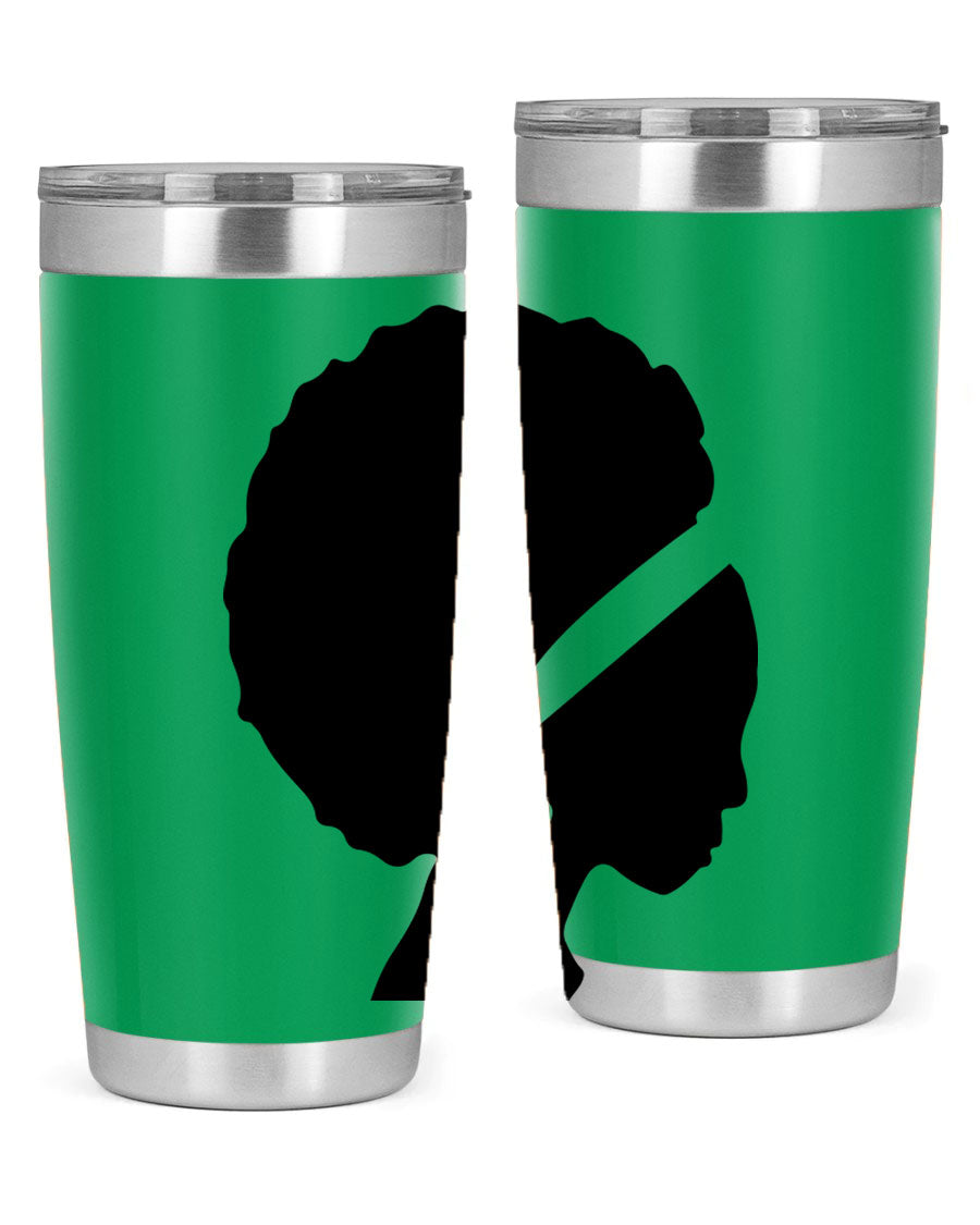 Black Women - Queen 85# Tumbler in 20oz and 30oz sizes, showcasing double wall vacuum stainless steel design with vibrant print.