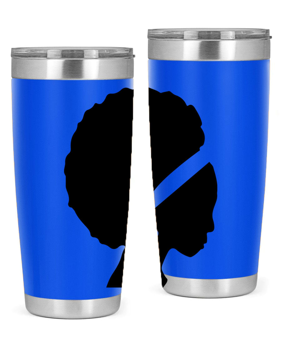 Black Women - Queen 85# Tumbler in 20oz and 30oz sizes, showcasing double wall vacuum stainless steel design with vibrant print.
