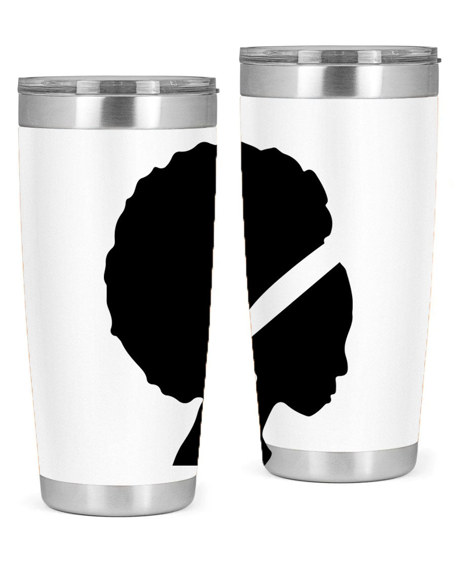 Black Women - Queen 85# Tumbler in 20oz and 30oz sizes, showcasing double wall vacuum stainless steel design with vibrant print.