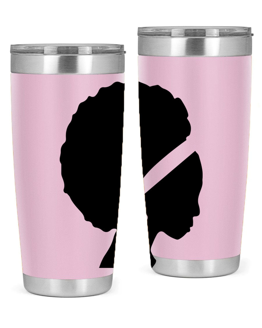 Black Women - Queen 85# Tumbler in 20oz and 30oz sizes, showcasing double wall vacuum stainless steel design with vibrant print.