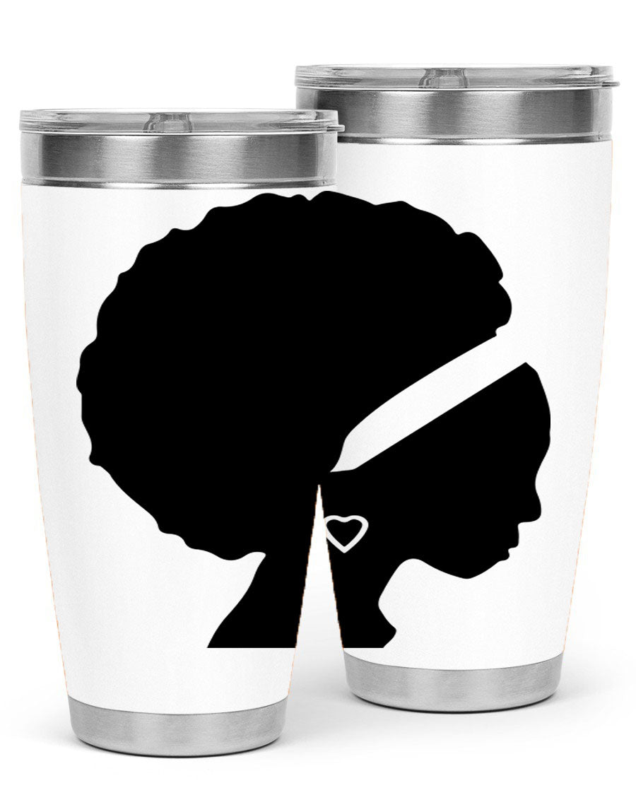 Black Women - Queen 85# Tumbler in 20oz and 30oz sizes, showcasing double wall vacuum stainless steel design with vibrant print.